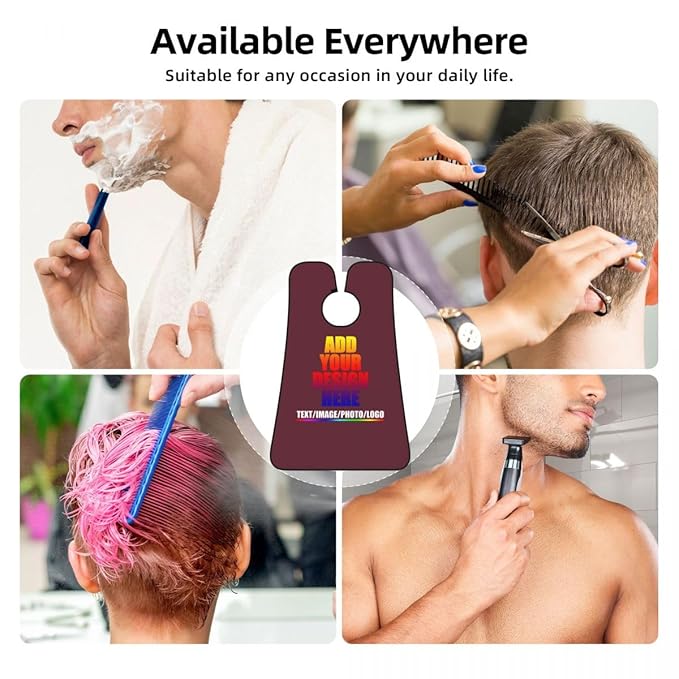 Custom Beard Bibs Apron Personalized Beard Hair Catcher Add Photo Picture Text Waterproof Beard Shave Cape for Shaving Trimming for Birthday Father's Day Gifts Maroon