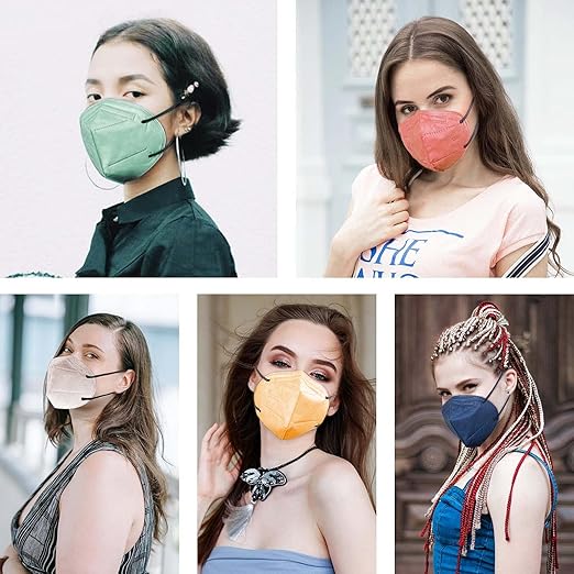HUHETA KN95 Face Masks for Adults, Packs of 30 KN95 Mask with 5-Ply Mask Protection, Individually Wrapped Face Masks, Morandi Multi Color