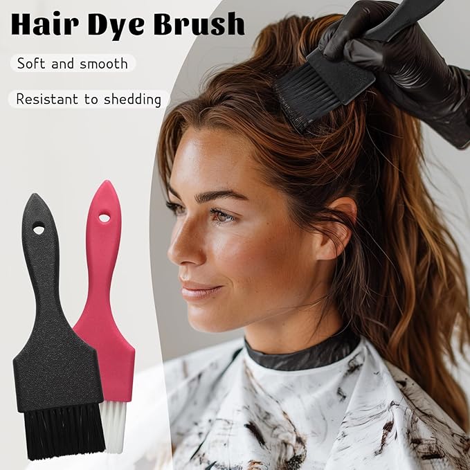Hair Dye Brush Set – 2 PCS, Balayage & Tint Application Brushes, Ergonomic Handles for Easy Hair Dyeing and Blending, Black & Pink Brushes