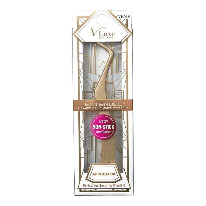 V Luxe Extended Collection Non Stick Lash Applicator Mistake-Proof Artificial Lash Placement – Ergonomically Designed Handle to Easily Build Your Featherlight Synthetic Reusable Eyelash Clusters