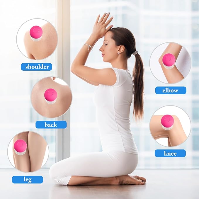 BBTO 4 Pieces Glass Cupping Set Glass Silicone Cupping Cups Massage Vacuum Suction Cups for Body Face Leg Arm Back Shoulder Muscle and Joint Pain(Multicolor)