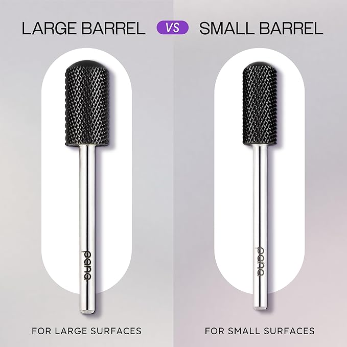 PANA 3/32" Large Smooth Round Top Safety Carbide Nail Drill Bit for Gel Polish & Acrylic Removal Nail Salon Manicure Pedicure Electric File Tools (Large Barrel - DLC Black, Fine)