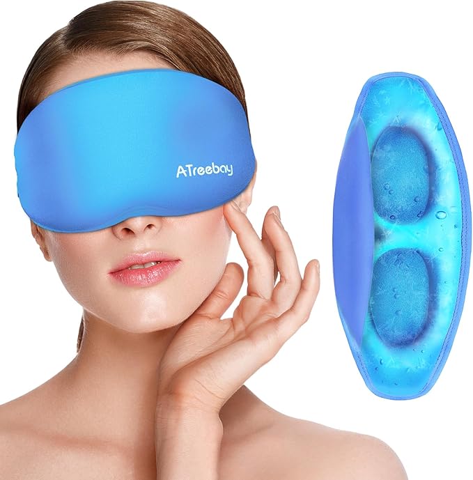 Cooling Eye Mask, Cold Eye Mask for Puffiness, Reusable Ice Eye Masks for Dark Circles, Puffy Eyes, Relieve Migraines and Headaches with Gel Eye Masks Therapy, Long-Lasting Comfort (Deep Blue of 3D)