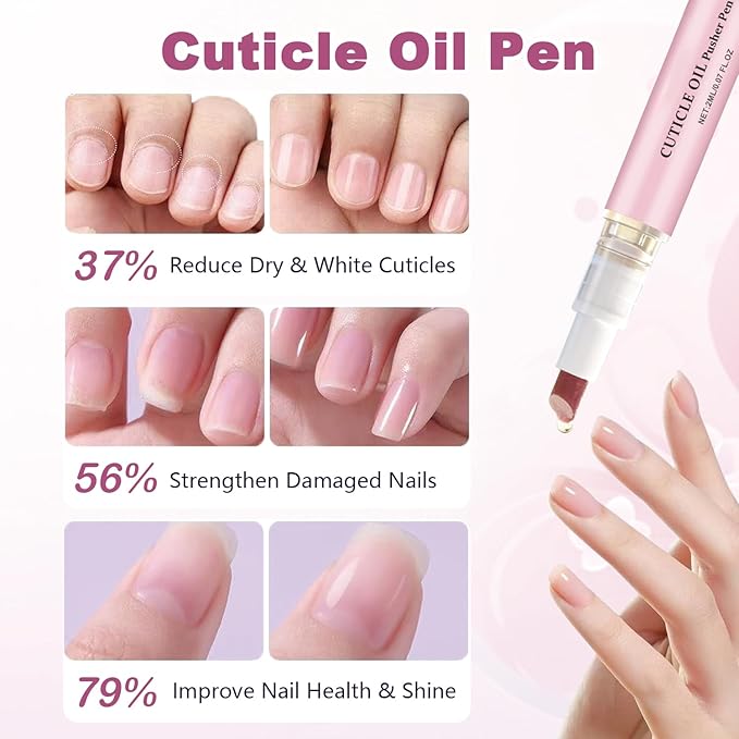 Ceramic Cuticle Pusher & Oil Pen, 1PC Gentle Cuticle Remover for Hangnails & Dry & Damaged Nails, Nail Care Pen for Repair & Nourish Nails
