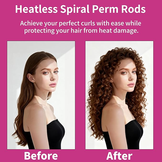 VinBee 56 Pcs Spiral Hair Rods for Natural Hair - Barber Hairdressing Rollers and Plastic Salon Kit for Women and Girls