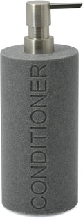 Resin Neutral Gray Sandstone Conditioner Engraved Bottle Refillable Pump Dispenser, Durable Waterproof Resin Construction for Bath, Shower - Gray Sandstone Satin Nickel Pump