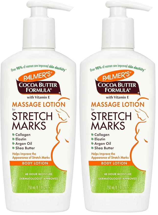 Palmer's Cocoa Butter Formula Massage Lotion with Collagen and Elastin | For Stretch Marks | Pregnancy Skin Care | With Argan Oil and Shea Butter | 8.5 oz Pack of 2