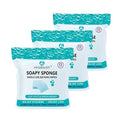 Skin Cleaning Wipe (75 Counts, 3 Packs) - Rinse Free Bathing Sponge for Adults, Extra Thick, No Residue, Hypoallergenic, Convenient for Elderly, Injured, Campers, Hikers
