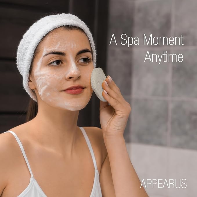 Appearus Natural Cellulose Facial Sponges – 25 Pack (Compressed) – Professional Spa Facial Sponge Pads for Cleansing, Exfoliating, Makeup Removal – White – Gentle on Sensitive Skin