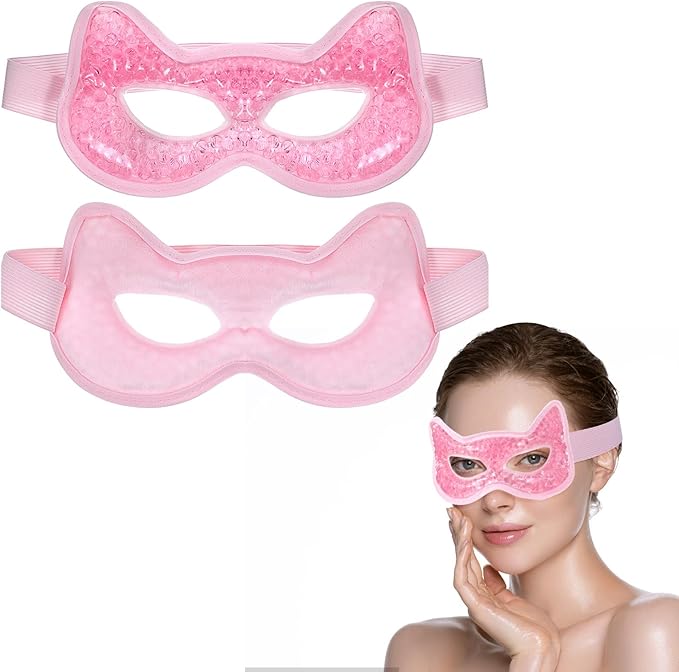 Cooling Eye Mask Gel Bead Eye Packs Hot Cold Compress Reusable Face Mask for Dry Puffy Eyes Puffiness Dark Circles Headaches Sleeping Stress Relief Skin Care Men Women