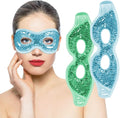 Cooling Gel Eye Mask with Eye Holes, 2 PCS Cold Eye Packs for Puffiness & Swelling, Reusable Hot Cold Compress Heat Ice Gel Pack, Green and Blue