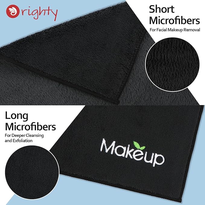 Orighty 6 Pack Premium Makeup Remover Wash Cloths - Super Soft, Quick Dry Microfiber Coral Fleece Face Makeup Towels for Cleansing, 13 x 13 Inch, Black