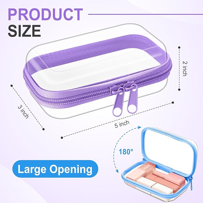 Hoolerry 4 Pcs Hard Clear Zipper Case Makeup Bags Plastic Zipper Pouch Transparent Storage Box Containers for Cosmetics, Snacks, Building Blocks, Puzzles(Clear,5 x 3 x 2 in,Multicolor)