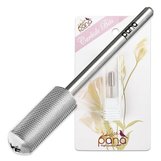 PANA 3/32" Shank Size - Smooth Top Small Barrel Carbide Bit Nail Drill Bit for Electric File Machine Manicure Pedicure Tools (Silver, Extra Fine)