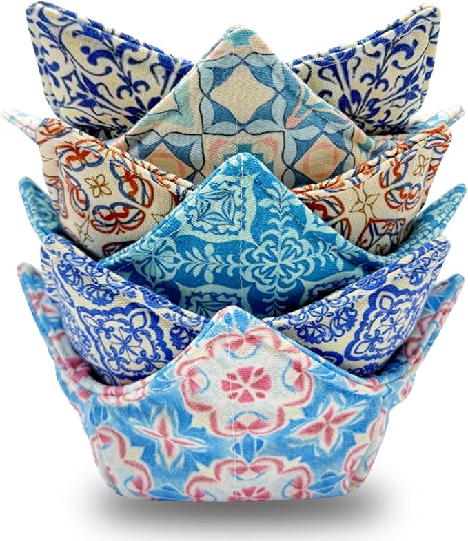 Cotton Microwavable Bowl Cozy ，Set of 6，Microwave-Safe Hot Bowl Holders, Soup Bowl Cozy Hot Pads，Prevent Hand from Heat and Maintain Food Warm，Ideal Household Gift Store (C)
