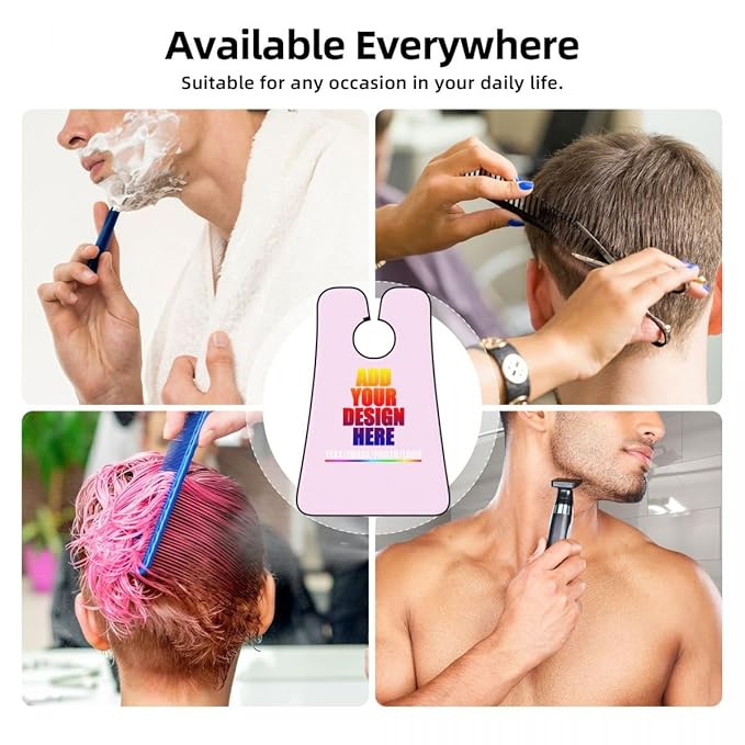 Custom Beard Bibs Apron Personalized Beard Hair Catcher Add Photo Picture Text Waterproof Beard Shave Cape for Shaving Trimming for Birthday Father's Day Gifts Light Pink