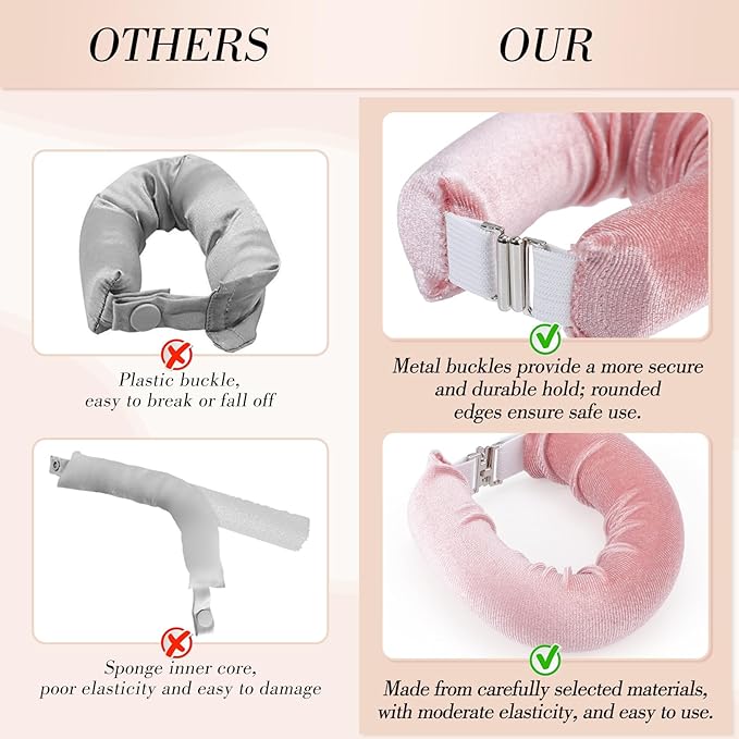 Heatless Curlers, Heatless Curls Overnight Set for Women, No Heat Hair Curlers to Sleep In, Jumbo Overnight Curls with Blowout Rods for Long Hair (Pink, 3 Pack Curling Rod with 1 Scarf)