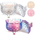 Tioncy 4 Pcs Large Body Powder Puff and Container Extra Large Body Powder Puff Dish Soft Washable Reusable Fluffy Makeup Sponge Wet Dry(Butterfly,Purple and Clear)