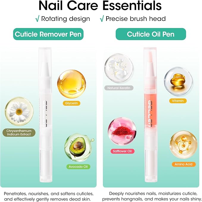 Gellen Nail Cleanser Pads 50PCS with 10PCS Manicure Tools Kit: Ceramic Cuticle Pusher Pen, Remover and Cuticle Oil Nail Prep Care Kit, Nail File 100/180, Polishing Buffer, Nail Clipper & Brush