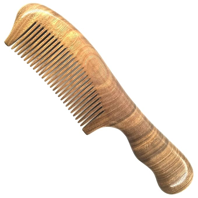 Wood Hair Comb Fine Tooth Comb Anti-static Hair Comb for Thick Hair