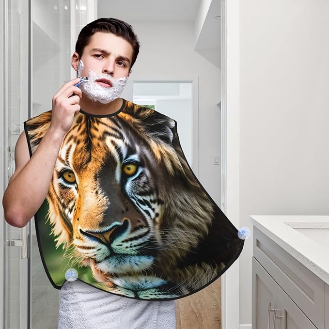 African Animals Print Beard Bib Apron For Men, Beard Hair Catcher For Men Shaving Trimming,Beard Cape Cloth