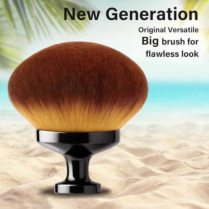 Extra Large Body Makeup Brush For Self Tanner, Leg Makeup &Bronzer Blend,3.6inch Wide-headed Kabuki Brush Provides More Even &Pretty Application, Sunscreen Face& Back Makeup Brush, Wet&Dry Use- Black