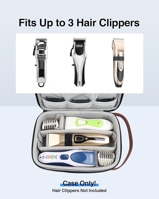 Luxtude Hair Clipper Case Travel, Portable Barber Case Organizer, Sturdy Trimmer Bag, Barber Accessories for Wahl 5Star/Hatteker/Oneisal/Andis Grooming