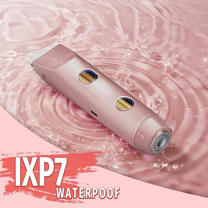 Bikini Trimmer for Women, 2 in 1 Electric Shaver for Women, Rechargeable Electric Razor Body Hair Trimmer Wet & Dry Use