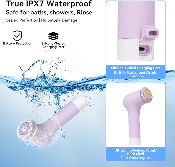 Electric Facial Cleansing Brush,Rechargeable Silicone Face Scrubber exfoliator,Face Wash Machine,3 Speeds,Waterproof, Exfoliating & Massage,for Women & Men Skincare