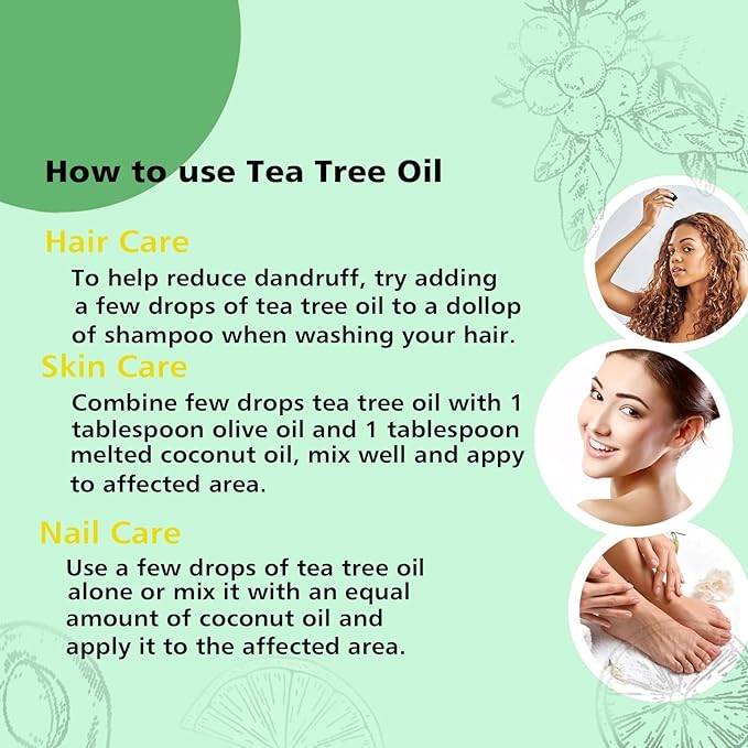 Tea Tree Oil for Skin, Hair, Nails, Face Body Wash, Foot Soak, Spray, 100% Pure Tea Tree Essential Oil - 30ml
