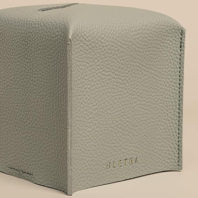 OLETHA Square Tissue Box Cover - Aesthetic Desk Decor for Room, Home & Office - Tissues Cube Boxes Holder - Pastel Gray, Set of 2