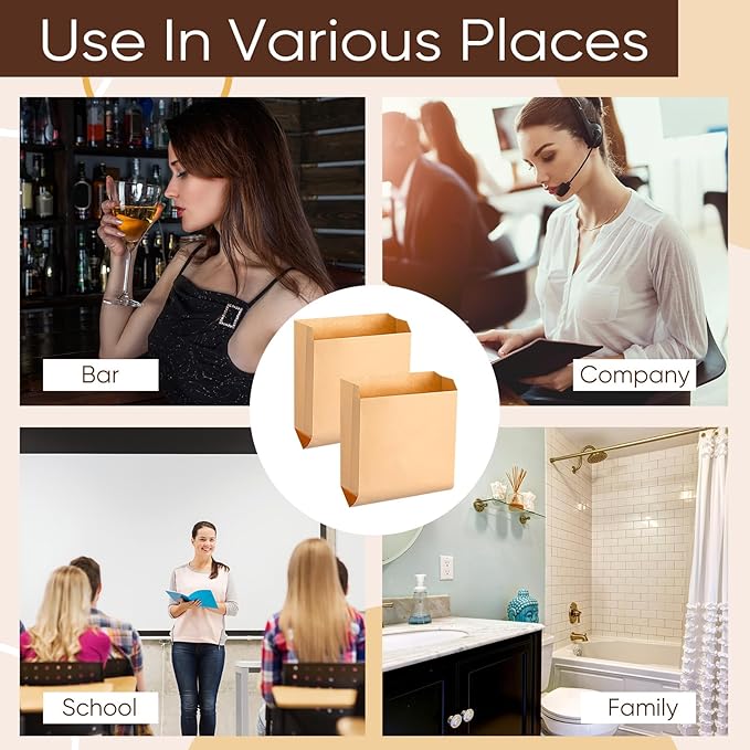 Waxed Kraft Feminine Hygiene Liner Bag, Business Restroom Bathroom Personal Dispensers 7.5 x 10" Waste Receptacle Paper Liners, Sanitary Napkin Disposal Bags, Kraft Bag (50 Pcs)