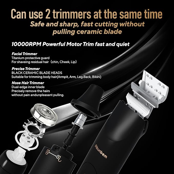 Groin & Body Hair Trimmer for Men Bikini Trimmer Women Electric Ball Pubic Shaver IPX7 Waterproof Wet & Dry Use Versatile Shaver for Temple Groin Nose Ear Hairs Beard (Black)