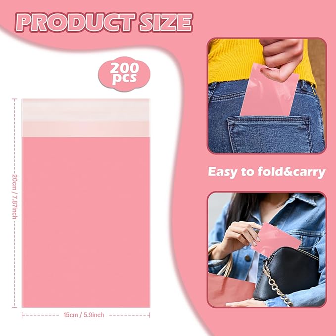 200 Pcs Pink Sanitary Napkin Disposal Bags,Sealable Tampon Disposal Bags, Prevents Odours Thickened Size Feminine Hygiene Bag for Sanitary Napkins and Pads,Disposable Tampon