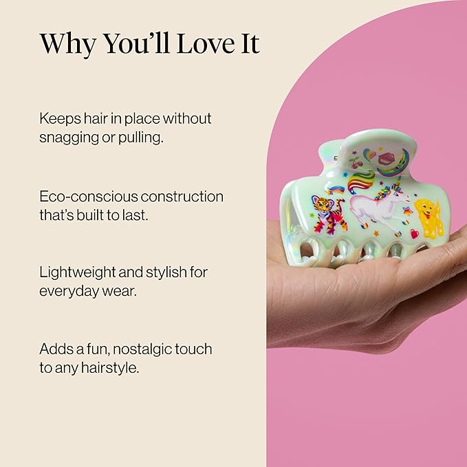 Lisa Frank x Kitsch Medium Cloud Hair Clip for Women - Lightweight & Sturdy Claw Clip with Rounded Edges for Comfortable Hold, Ideal for Half-Up Hairstyles & Low Buns - Markie
