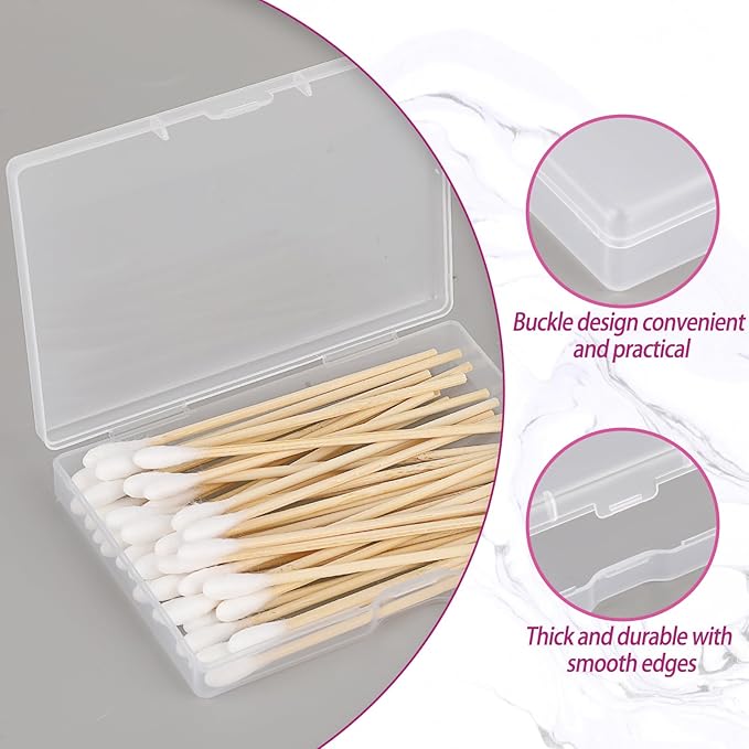 KALIONE 3-Piece Portable Travel Cotton Pad Holder - Bathroom Vanity Countertop Storage Organizer - Cotton Ball & Swab Dispenser - Transparent