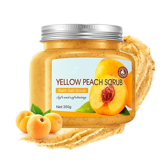 Yellow Peach Body Exfoliator, Deep Cleaning Exfoliating Body Scrub, Moisturizing Nourishing Salt Rose Body Scrub, 350 g