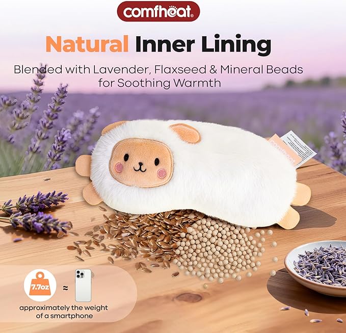 Lavender Weighted Eye Pillow for Yoga, Microwavable Moist Heat Eye Compress Mask Pillow with Washable Cover for Relaxation, Sleeping, Meditation, Yoga, Spa, Migraine Relief