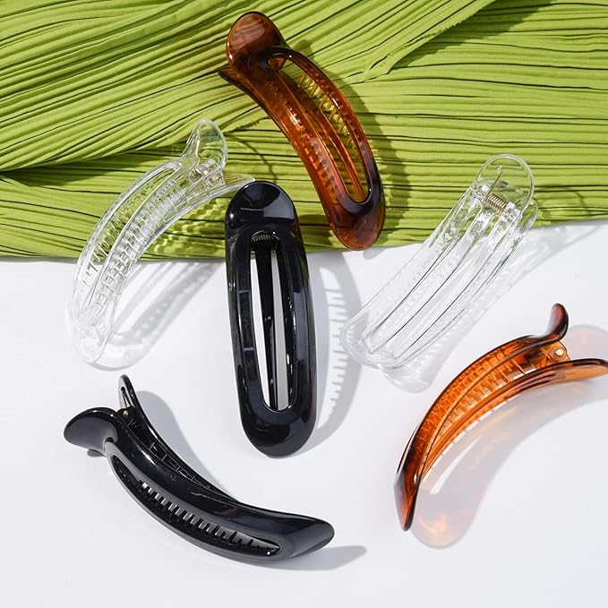 Aileam 6PCS Flat Claw Clip French Concord Hair Clip Barrette for women Thick Hair Clips Grip Yoga Hair Banana Barrettes for Styling Women Girls Thin Hair Accessories