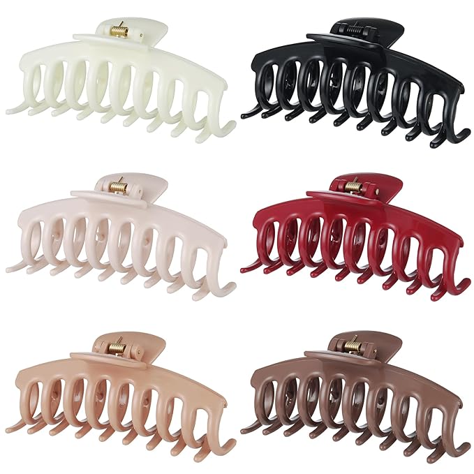 6 PCS Soft Silicone Cloud Hair Claw Clips, Flexible Cozy and Non Damaging to Hair, Not Easily Breakable, 4.2 Inch Large Hair Claw Clips for Women & Girls (Multicolored-6PCS)