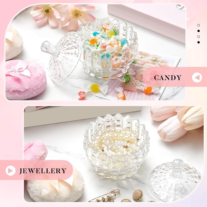 Tioncy 3 Pcs Large Body Powder Puff and Container Valentine's Day gift Powder Container with Puff Crystal Case Soft Washable Reusable Velour Face Body Glitter Wet Dry Makeup(Scalloped,Transparent)
