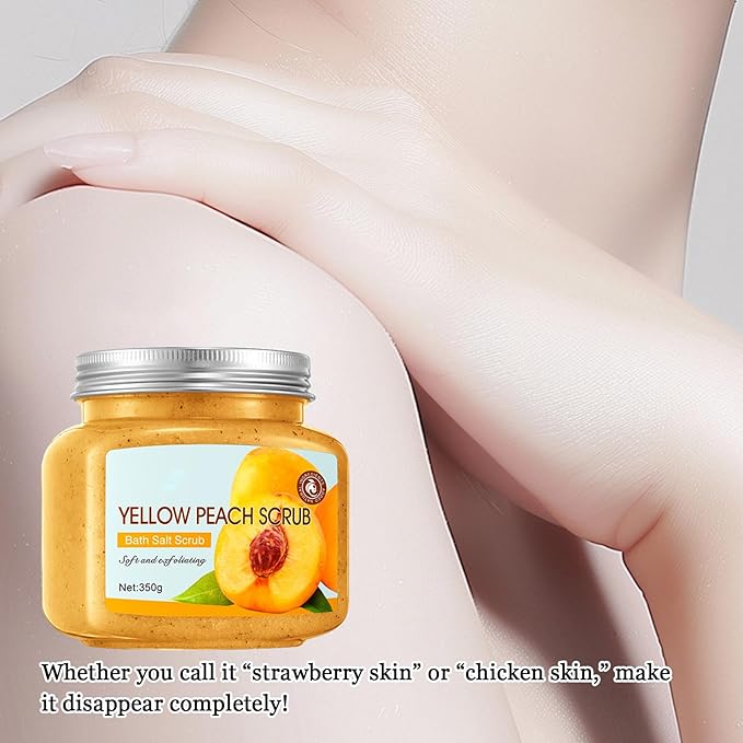 Yellow Peach Body Exfoliator, Deep Cleaning Exfoliating Body Scrub, Moisturizing Nourishing Salt Rose Body Scrub, 350 g