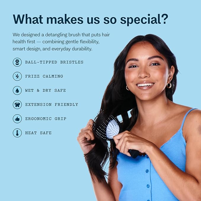Gimme Beauty Detangling Brush - Curved Paddle Brush for Breakage-Free Detangling - Anti-Static & Frizz - Soft Glide with Ball-Tipped Bristles - Heat-Resistant Styling Tool - Fine Hair