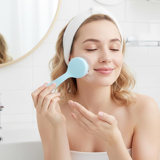 4 Pcs Silicone Face Brush with 2 Manual Face Scrub Brush, Facial Brushes for Cleaning, Exfoliating, and Skincare Routine