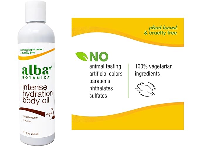 Alba Botanica Hawaiian Organic Body Oil - Kukui Nut - 8.5 Ounce (Pack of 2), 'Packaging may vary'