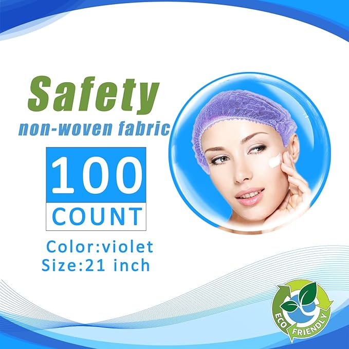 Disposable Bouffant Caps, 21inches Hair Net, Elastic Dust Cap for Food Service, Sleeping Head Cover