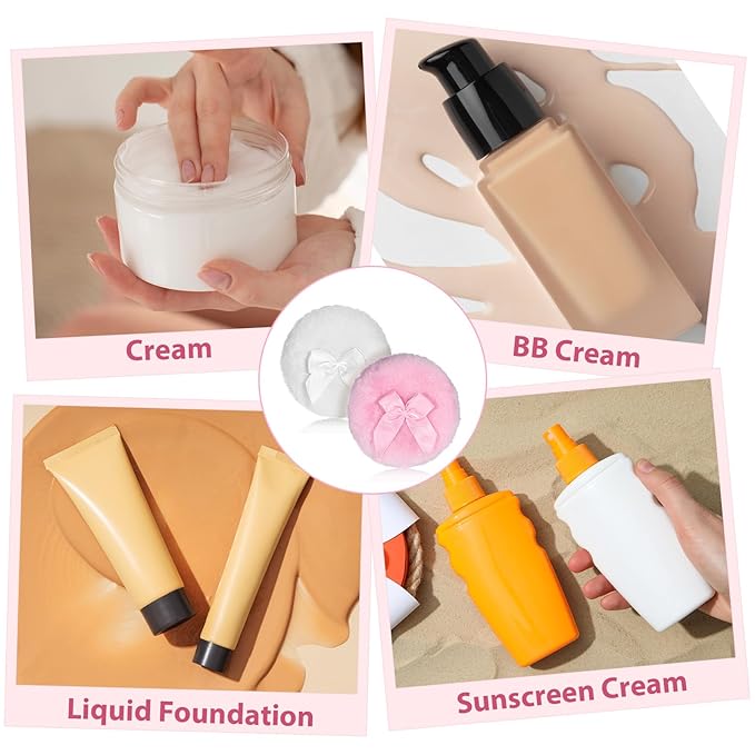 2 PCS Dusting Powder Puff, 3.4 Inch Soft Dusting Puffs Large Fluffy Powder Puff, Washable Reusable, Big Fluffy Puffs for Women Makeup Face Body(White+Pink)