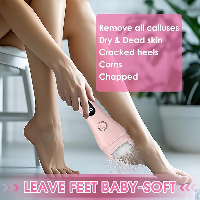 Electric Foot File Callus Remover for Feet - 3pcs Larger Grinding Head&3Speed, Pedicure Kit Foot Scrubber Deadskin Callus Remover, Foot Care Kit Pedicure Tools for Dead Skin Callus Hardskin Dry Cracks