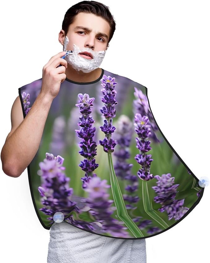 Purple Rose And Skull Print Beard Bib Shaving Apron, Beard Hair Trimming Cape Gift For Dad