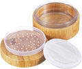 1Pk (30ml/1oz) Bamboo Empty Loose Powder Puff Case Container With Soft Sponge Puff and Sifter Lids Refillable Face and Baby Skin Care Talcum Powder Storage Holder For Travel Home Daily Use